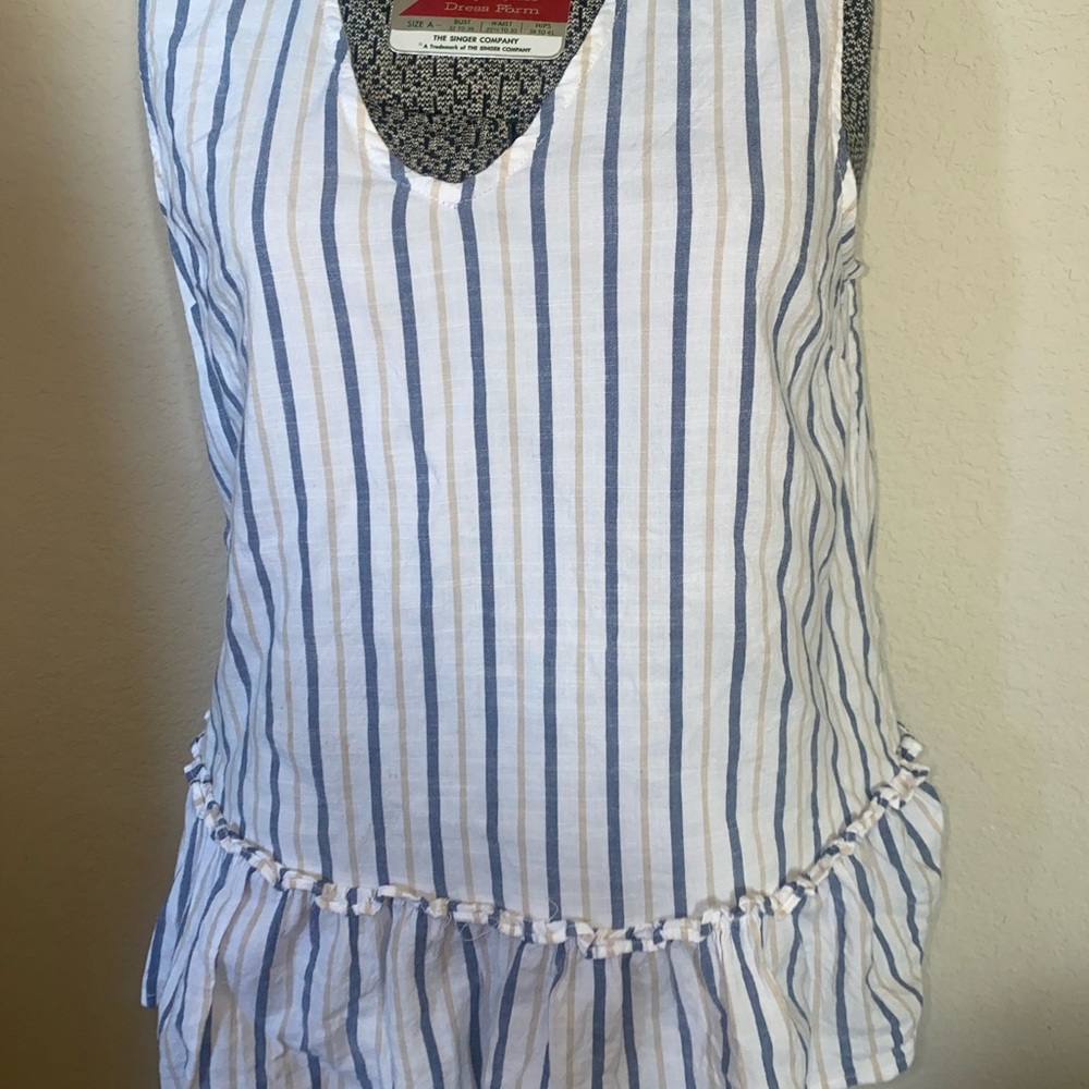 Japna striped ruffle large womens v neck tank top